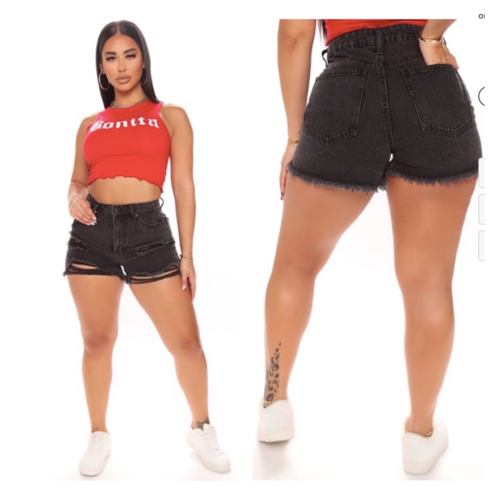 Fashion Nova good days ripped jean short sz 7/Med - Picture 7 of 15